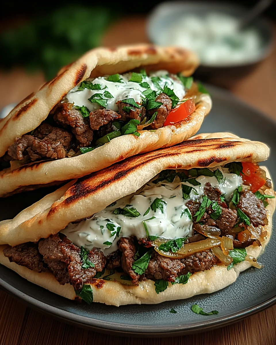 Cheesy Beef and Mushroom Pita Pockets with Tzatziki Sauce 27 Cheesy