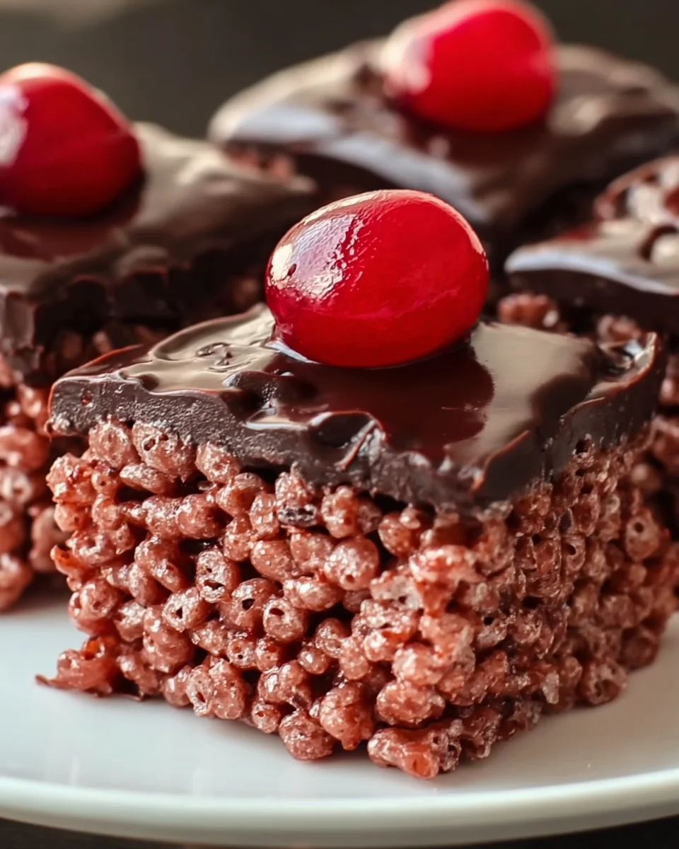 Chocolate Covered Cherry Rice Krispies Treats
