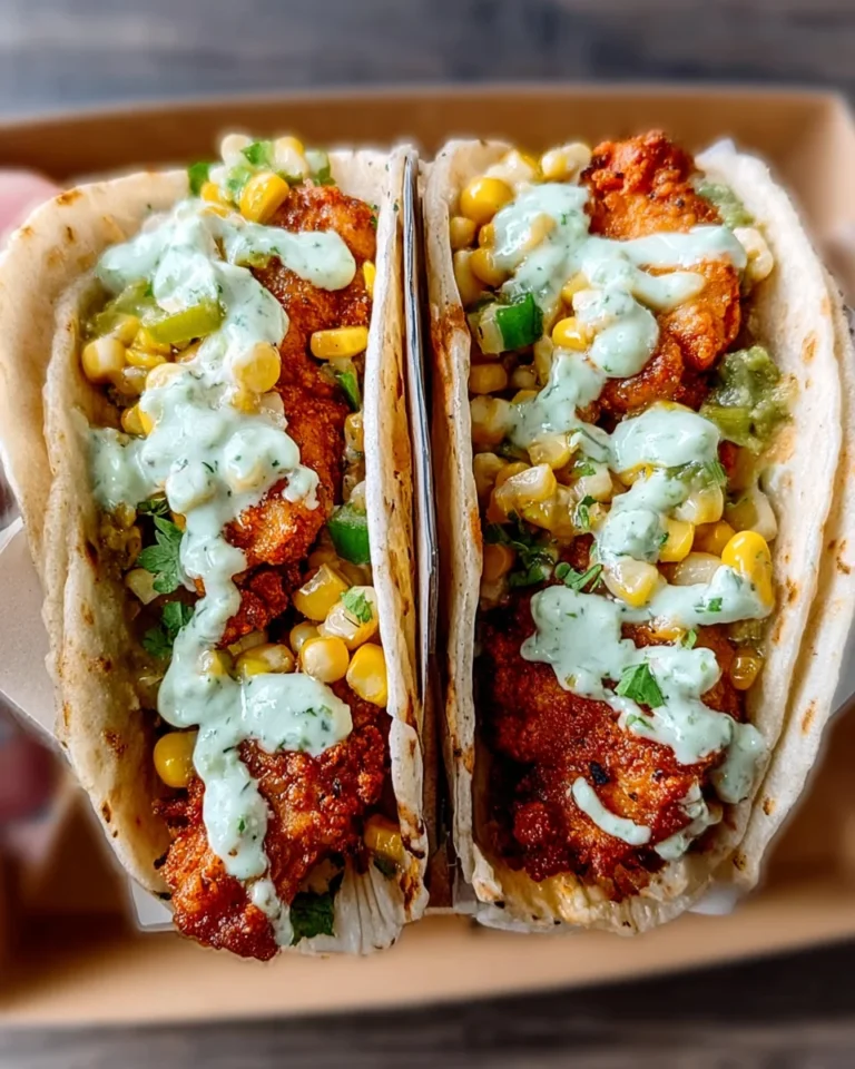Fried Chicken Street Corn Tacos with Jalapeño Lime Ranch