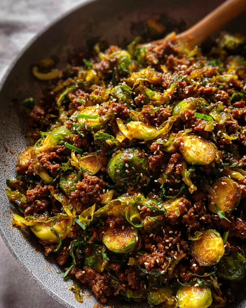 Ground Beef and Brussels Sprouts