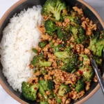 Honey Sriracha Ground Chicken and Broccoli