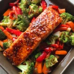 One Pan Baked Teriyaki Salmon and Vegetables