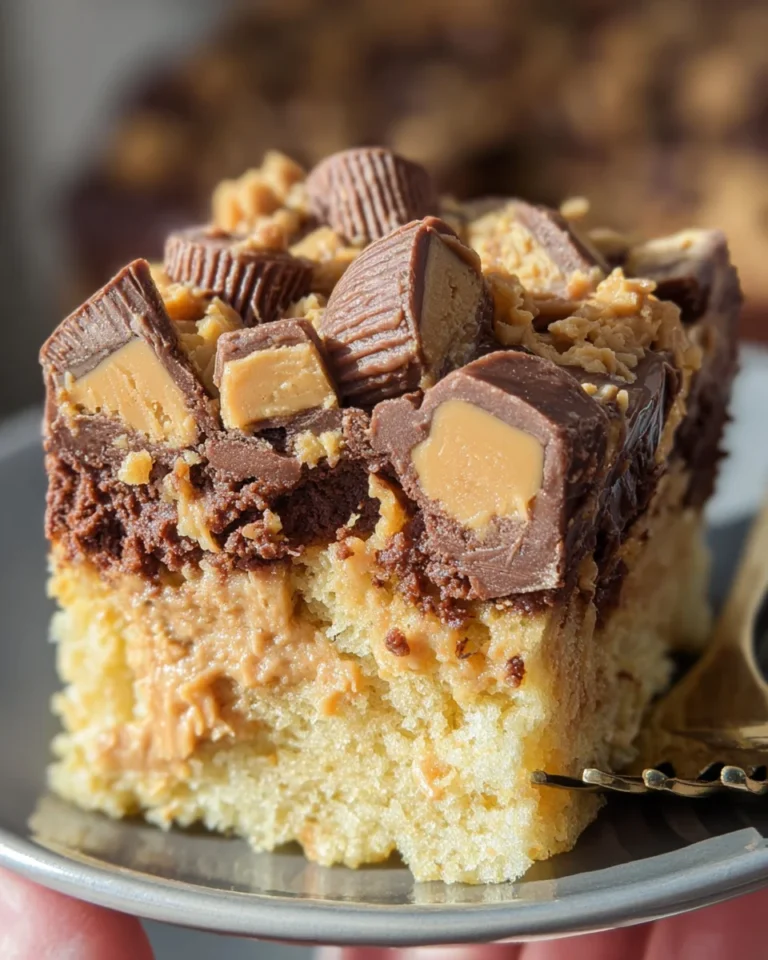 Peanut Butter Chocolate Poke Cake
