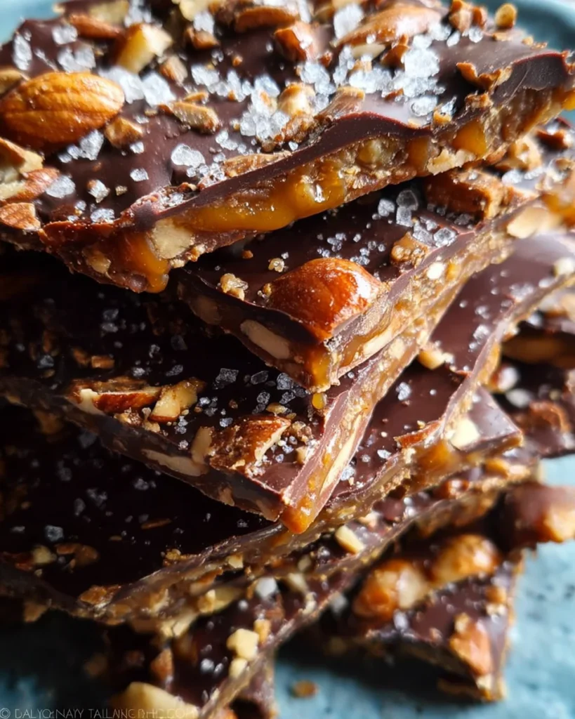Salted Dark Chocolate Almond Toffee