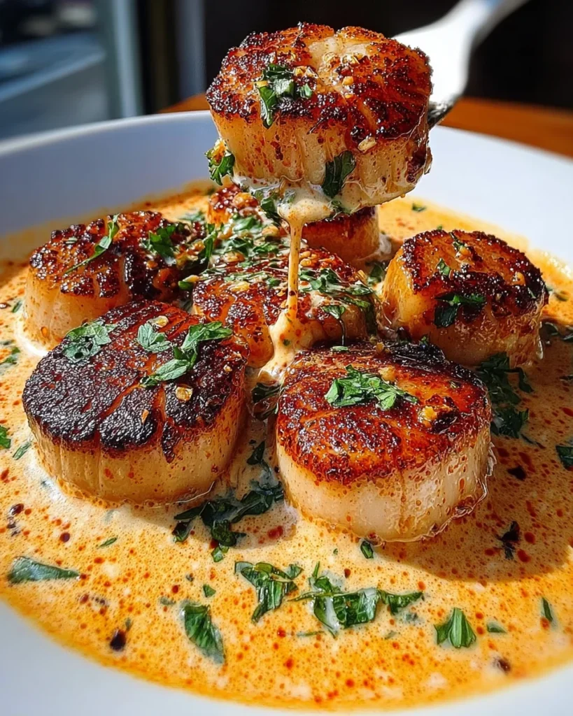 Seared Scallops with Spicy Cajun Cream Sauce