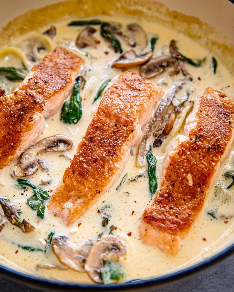 Tuscan Salmon with Parmesan Cream Sauce