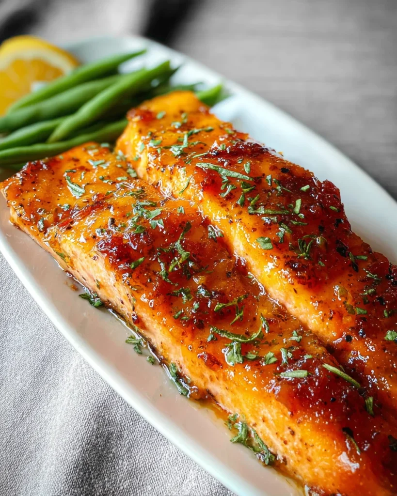 Bourbon Peach Glazed Salmon