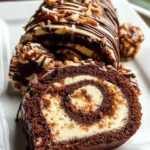 Decadent German Chocolate Coconut Pecan Roll Cake