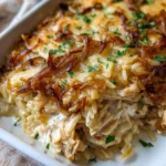 French Onion Chicken Orzo Casserole