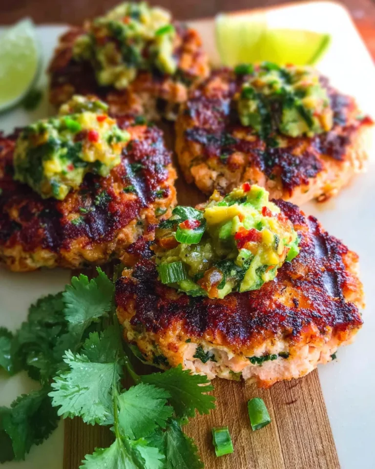 Grilled Salmon Burgers with Avocado Salsa