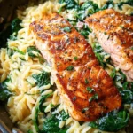 One Skillet Salmon with Lemon Orzo