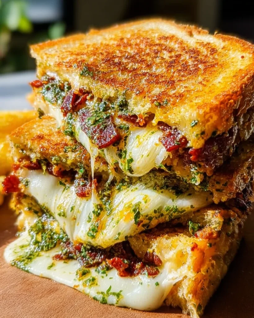 Sun Dried Tomato Bacon Pesto Grilled Cheese