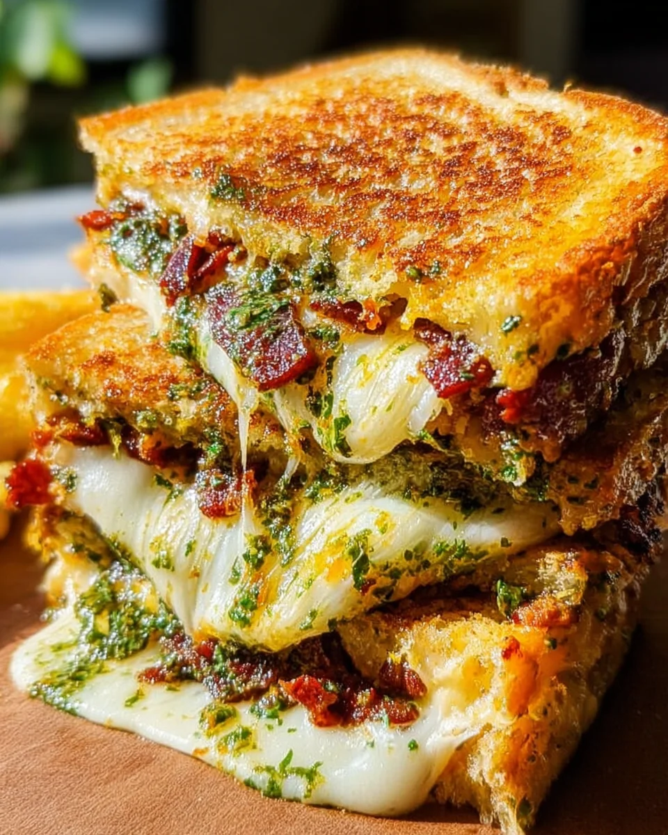 Sun Dried Tomato Bacon Pesto Grilled Cheese