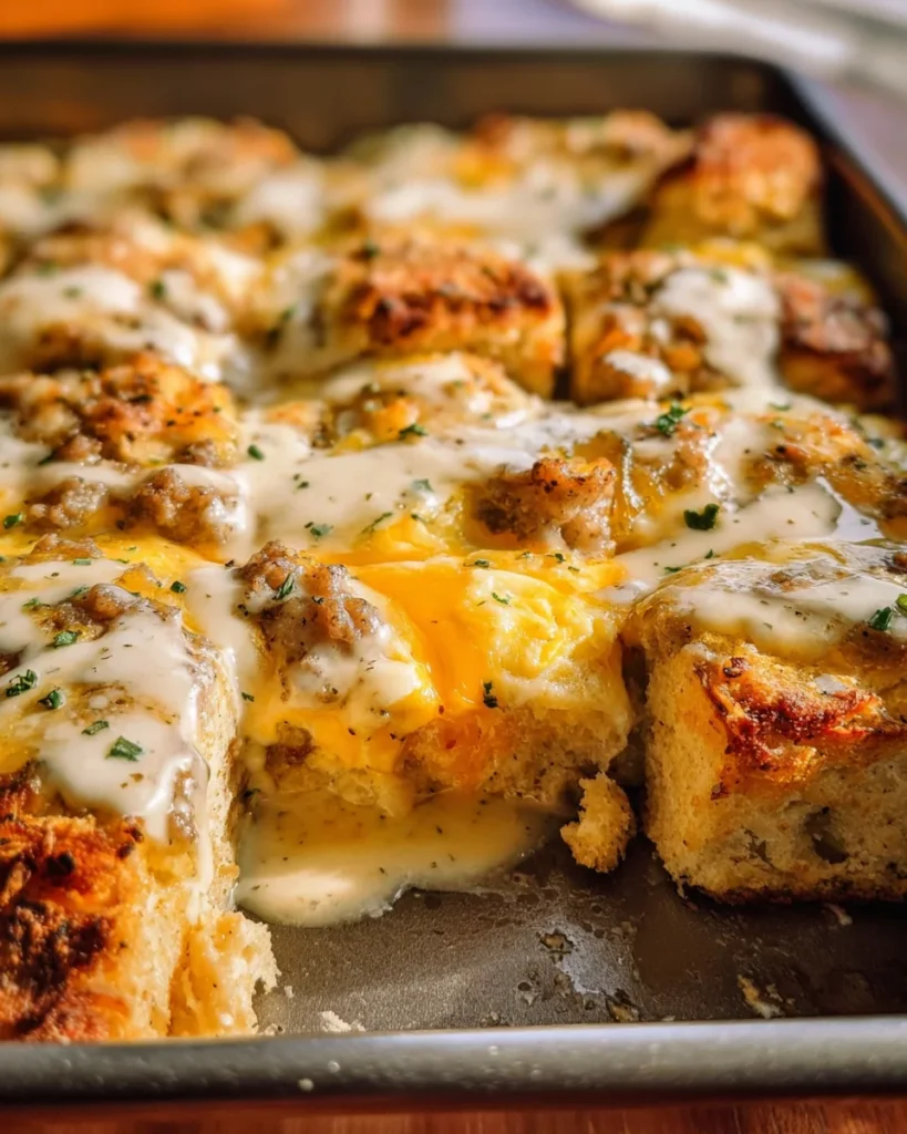 Biscuits and Gravy Breakfast Casserole