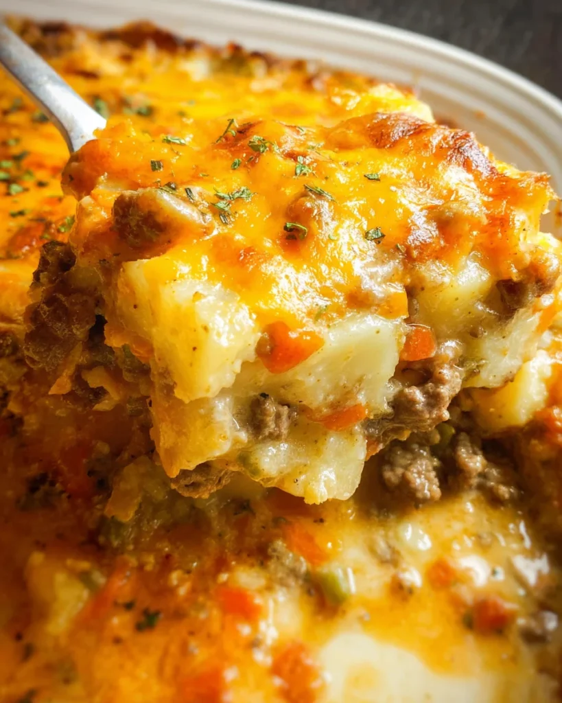 Cheesy Ground Beef and Potato Casserole