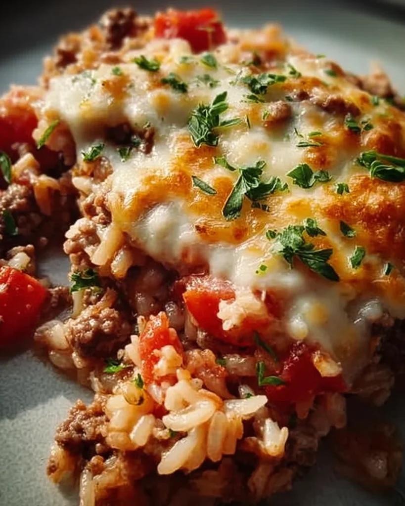 Cheesy Hamburger Rice Casserole