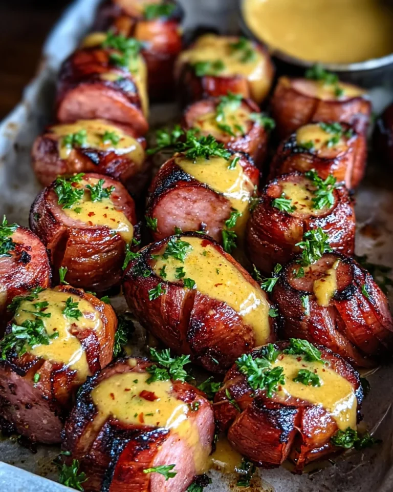 Mustard Hasselback Kielbasa Bites