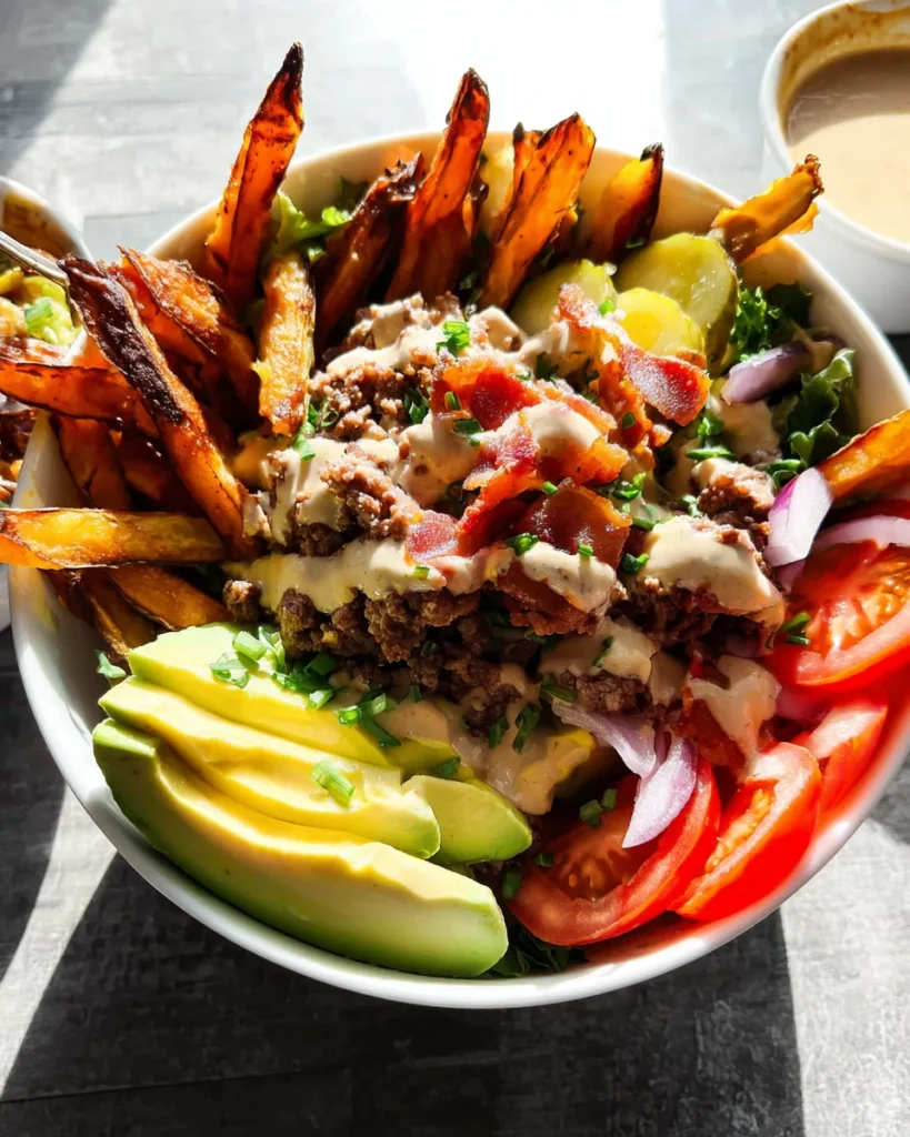 Paleo Burger Bowls with Fries {Whole30}