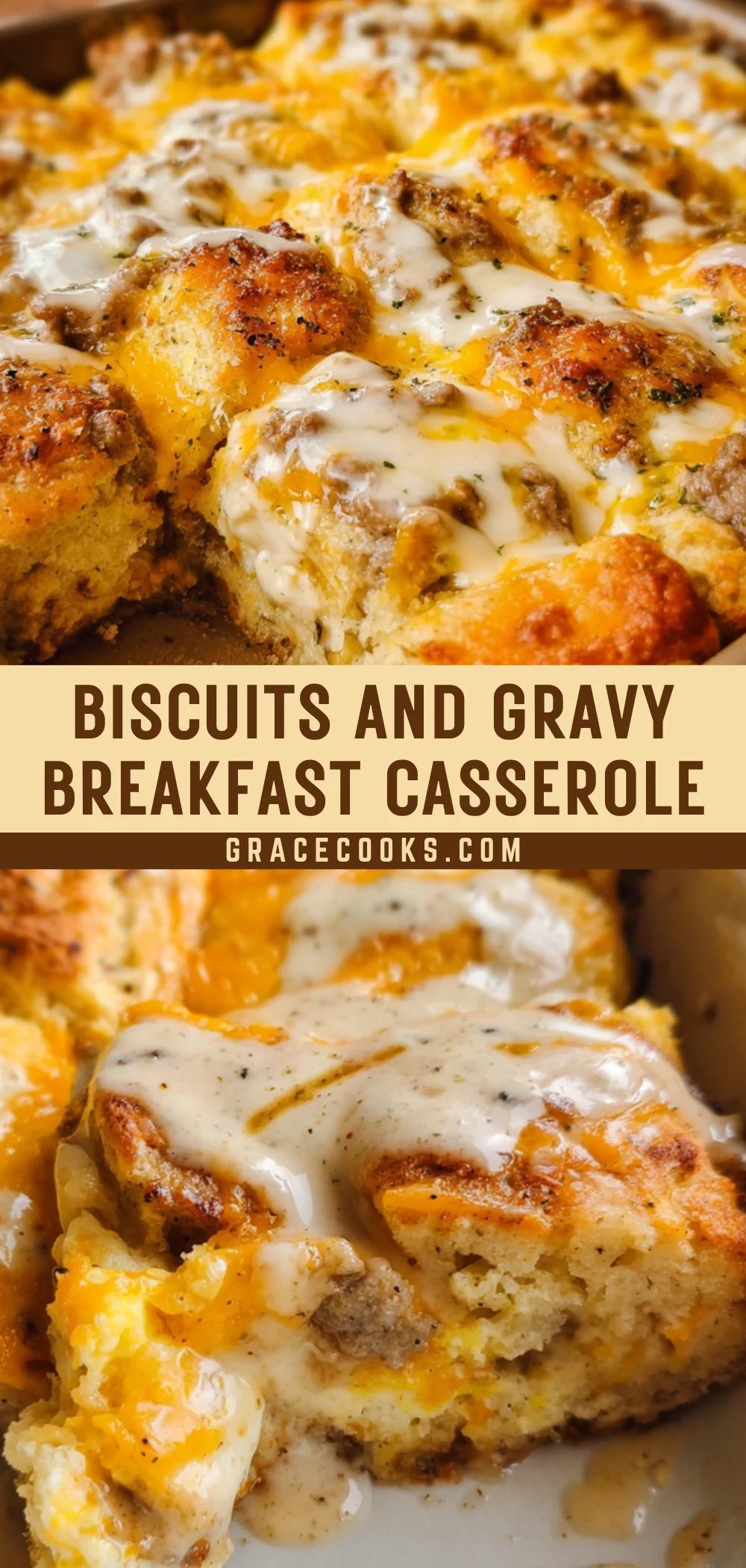 Biscuits and Gravy Breakfast Casserole 21 Pinterest Hidden Image