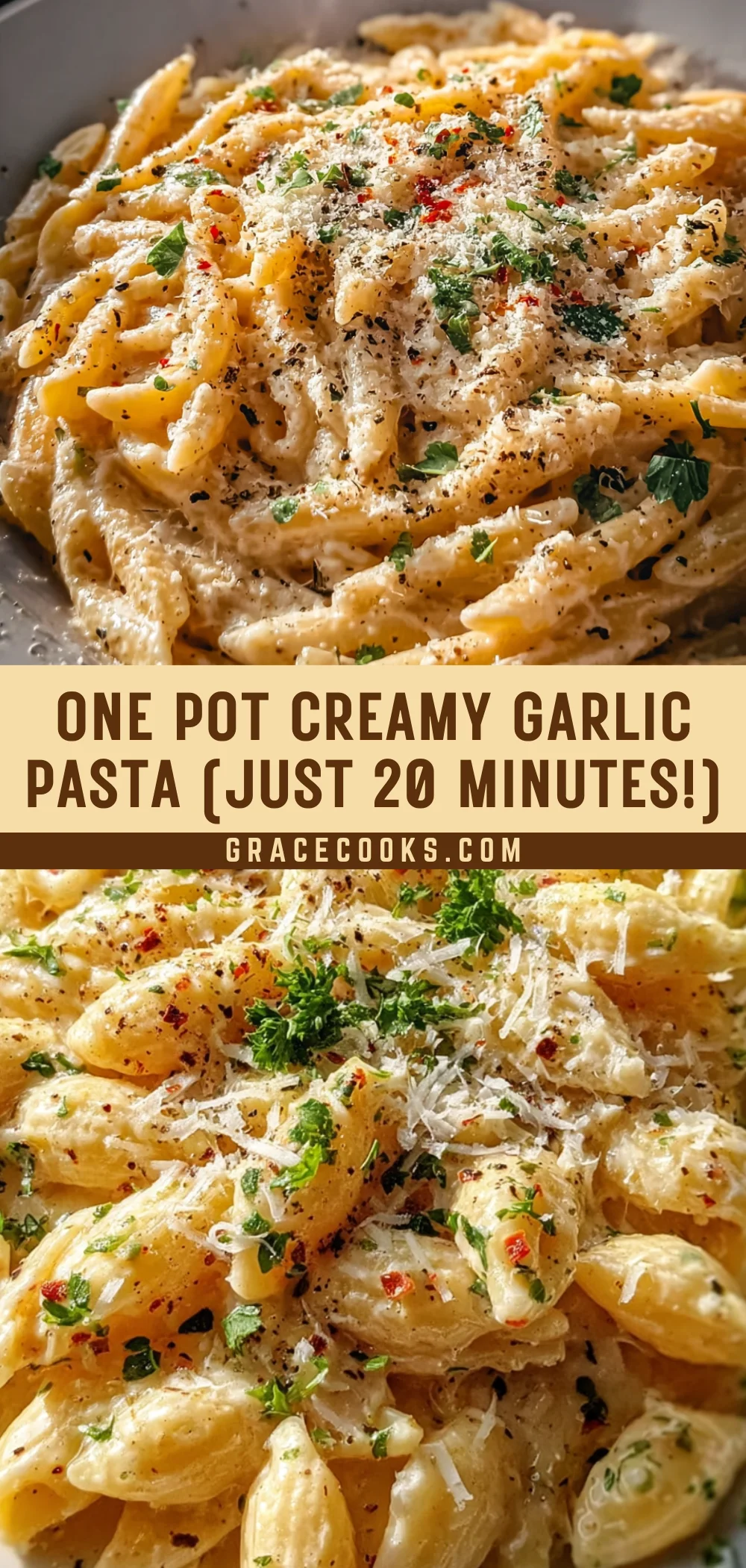 One Pot Creamy Garlic Pasta (Just 20 Minutes!) 18 Pinterest Hidden Image