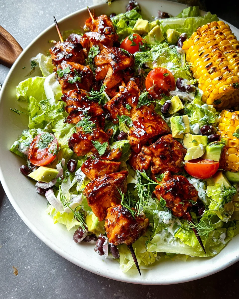 BBQ Chicken Skewer Salad 34 BBQ Chicken Skewer Salad