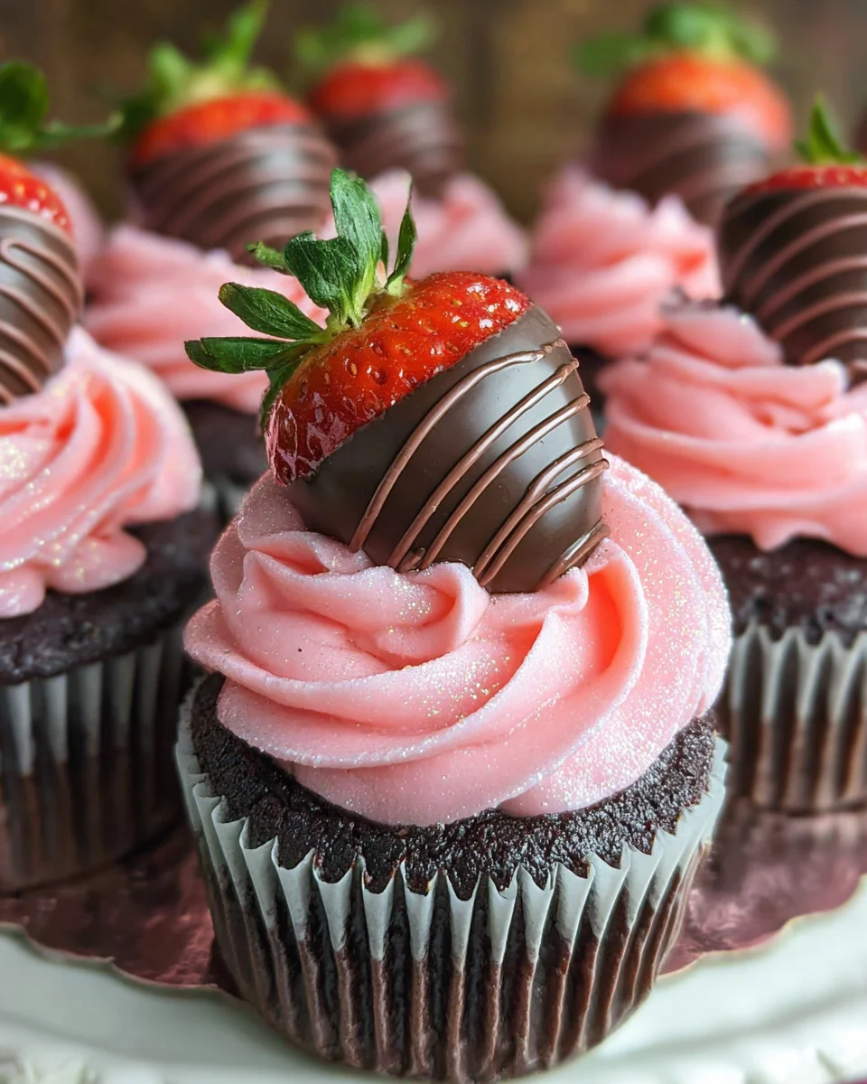 Chocolate Covered Strawberry Cupcakes