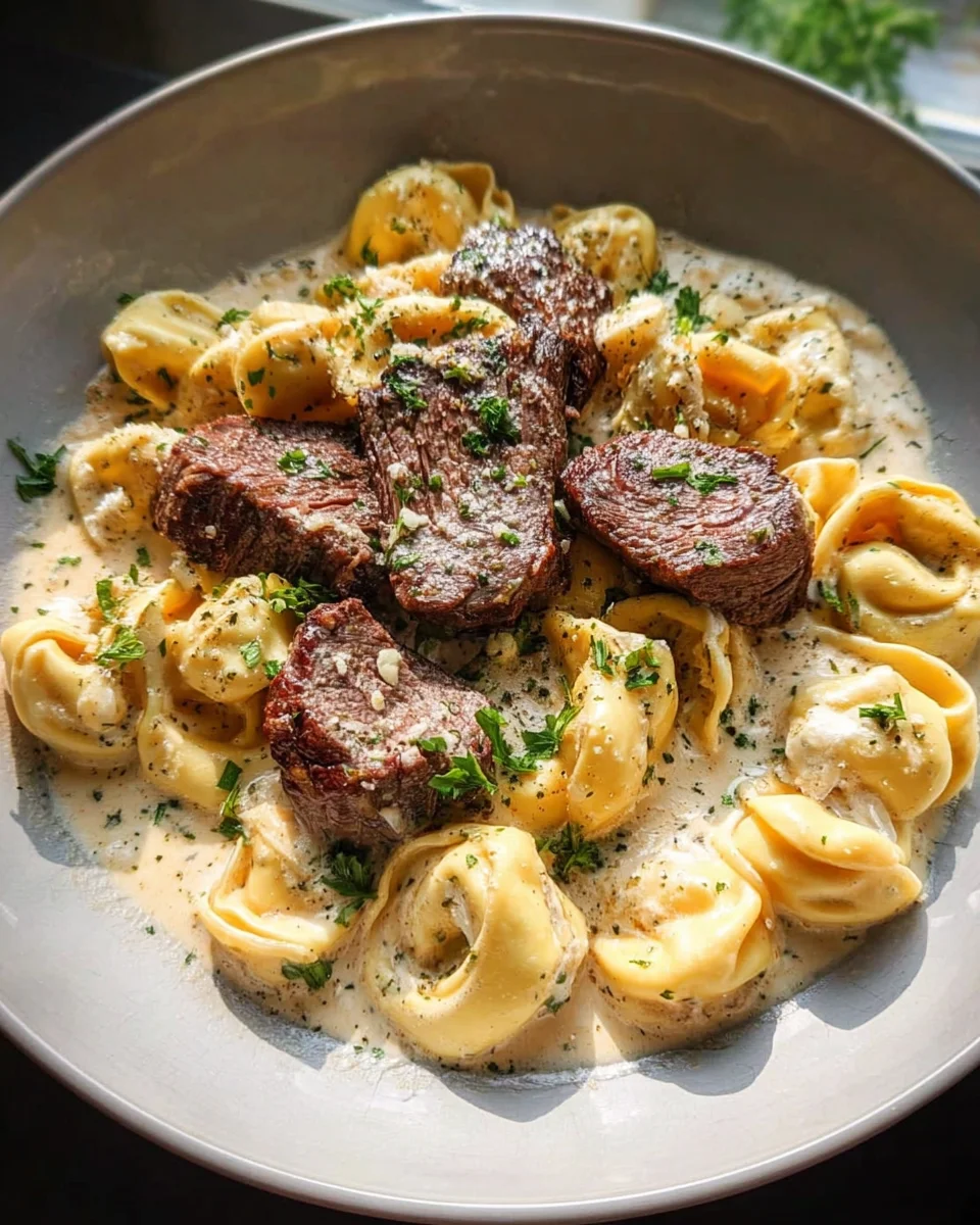Cracked Garlic Steak Tortellini in Creamhouse Sauce Bliss 22 Cracked Garlic Steak Tortellini in Creamhouse Sauce Bliss