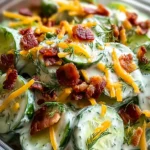 Creamy Cucumber Salad with Bacon and Cheese