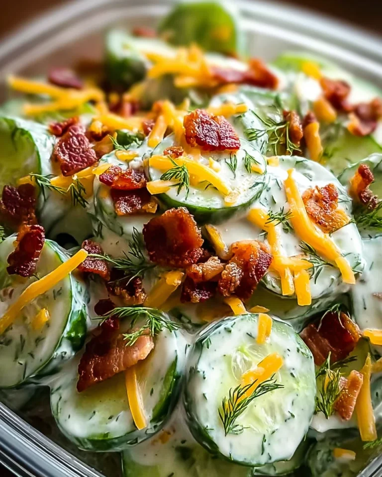 Creamy Cucumber Salad with Bacon and Cheese