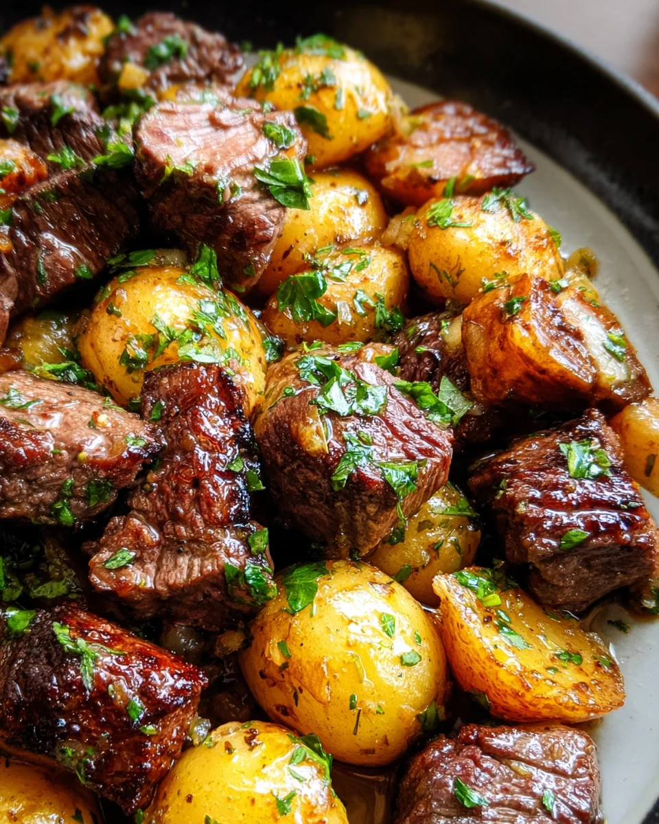 Garlic Butter Steak Bites and Potatoes