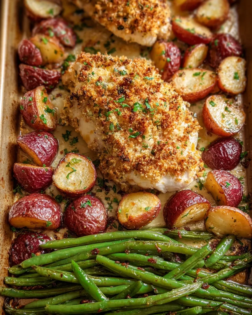 Parmesan Crusted Chicken Sheet Pan Dinner