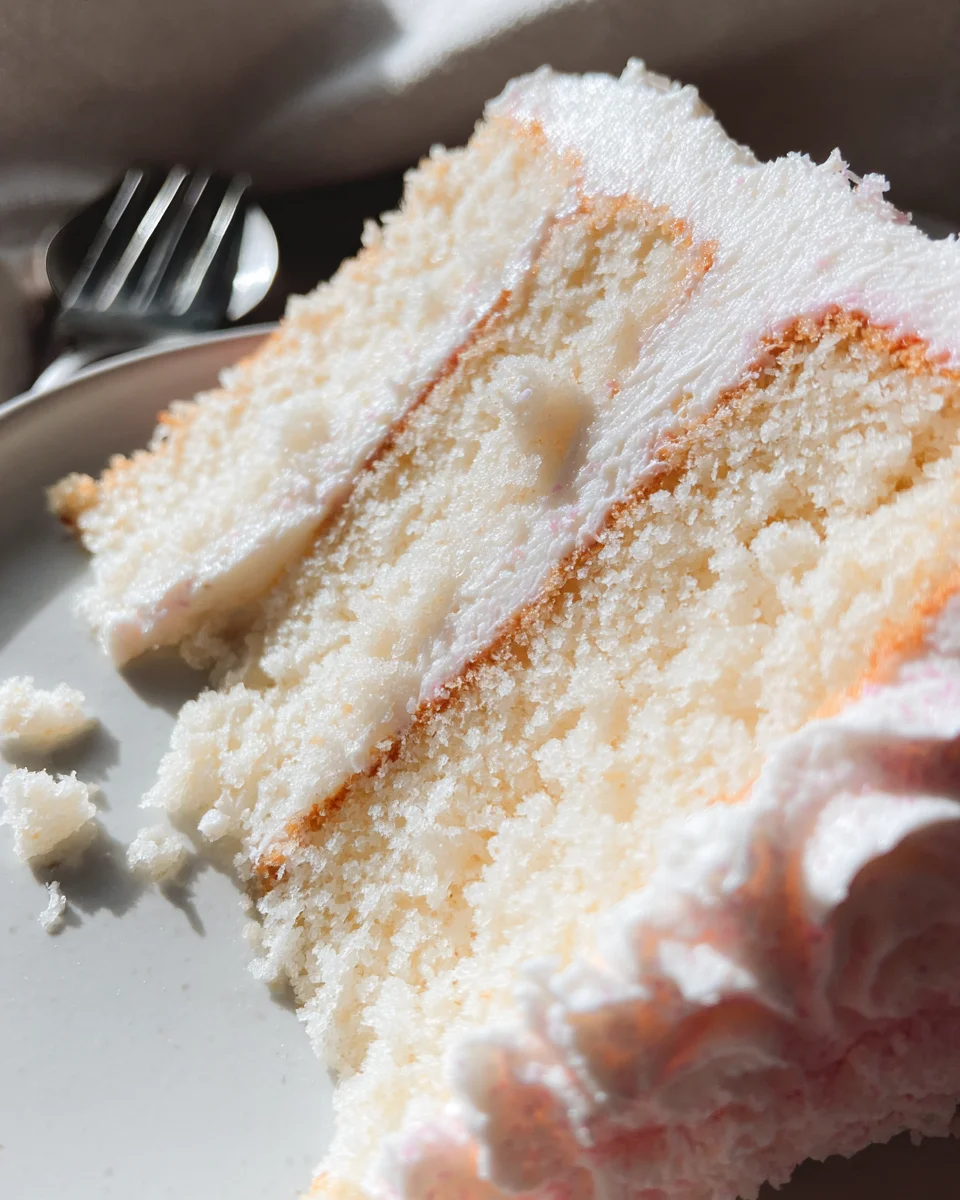 White Almond Cake with Whipped Buttercream Frosting