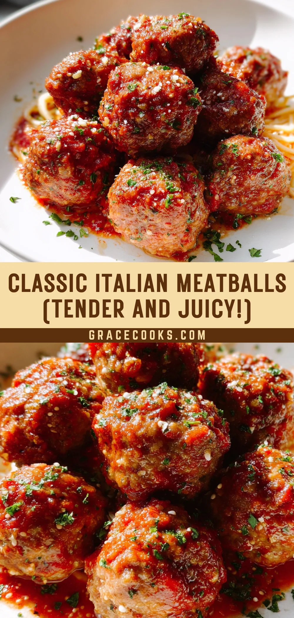 Classic Italian Meatballs (Tender and Juicy!) 17 Pinterest Hidden Image