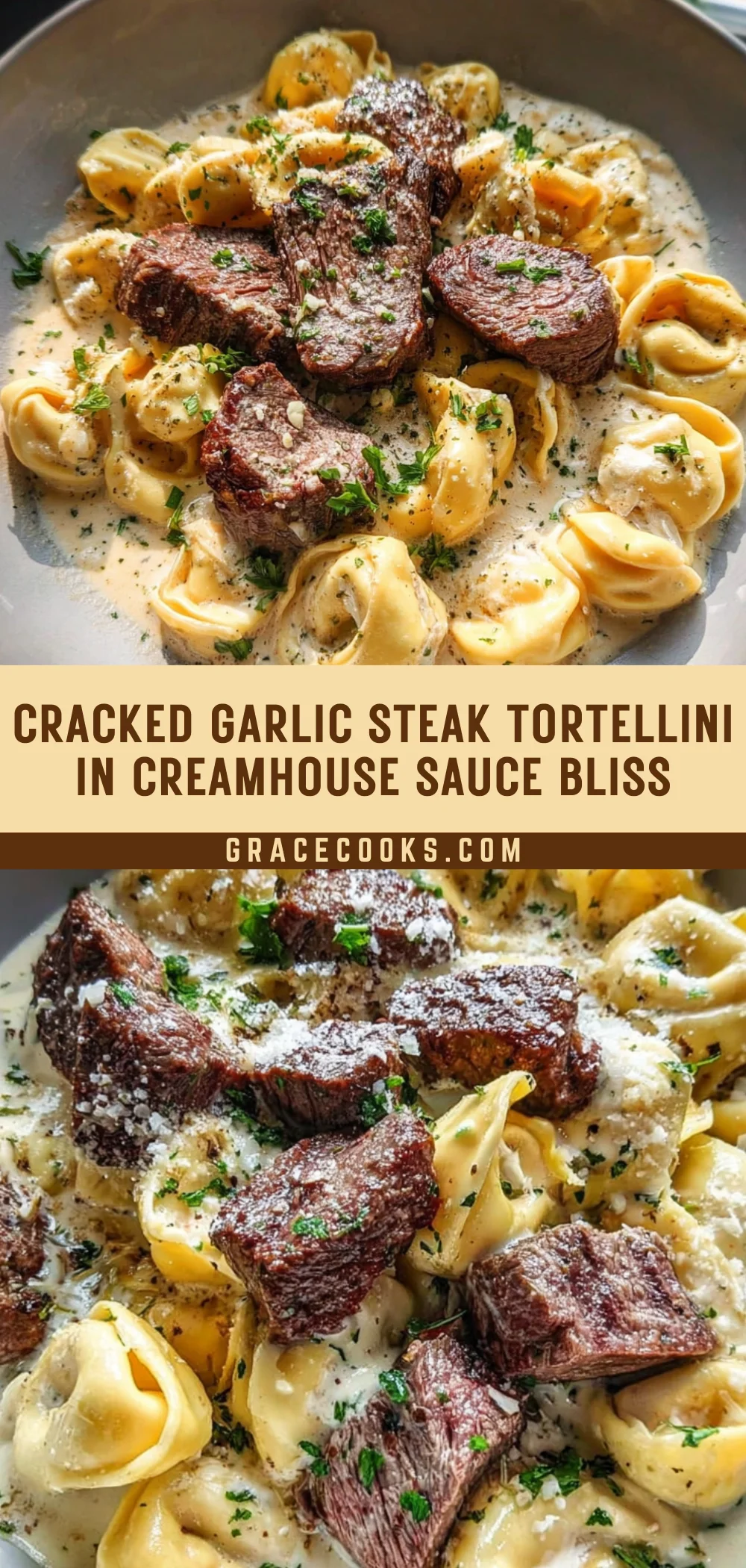 Cracked Garlic Steak Tortellini in Creamhouse Sauce Bliss 18 Pinterest Hidden Image