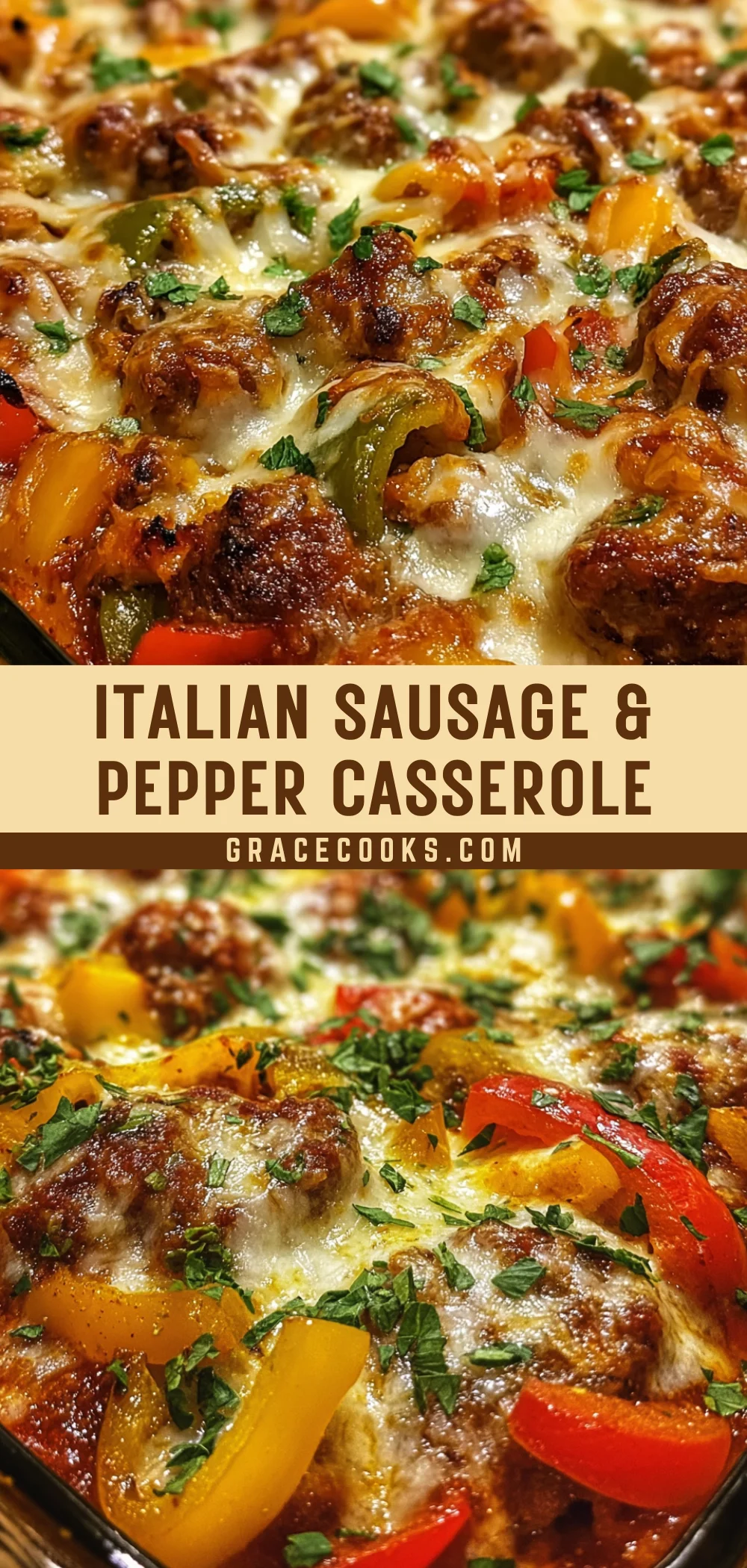 Italian Sausage & Pepper Casserole 21 Pinterest Hidden Image