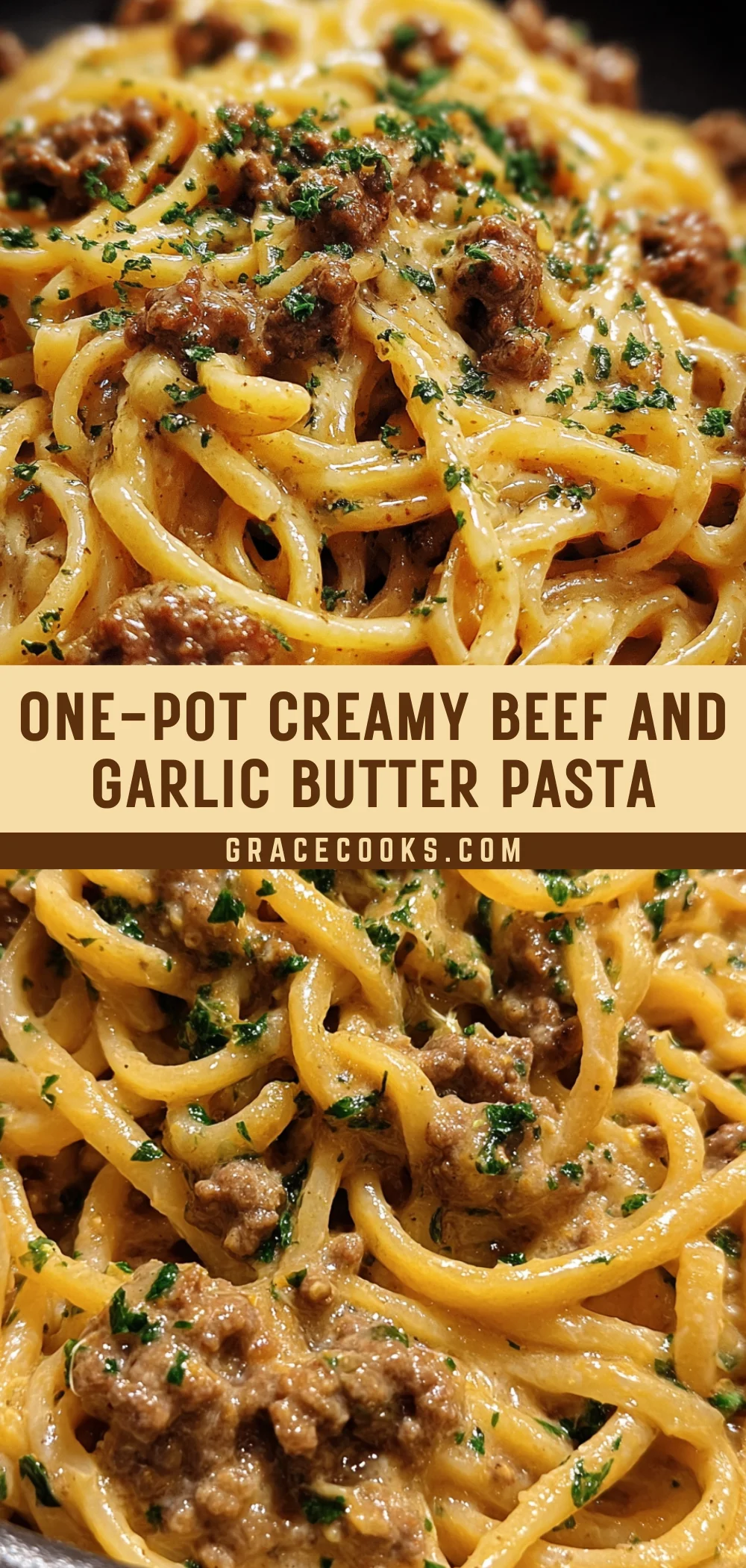 One-Pot Creamy Beef and Garlic Butter Pasta 21 Pinterest Hidden Image