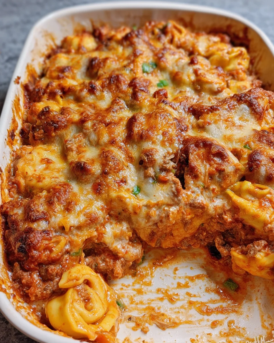 Cheesy Baked Tortellini Casserole With Meat Sauce