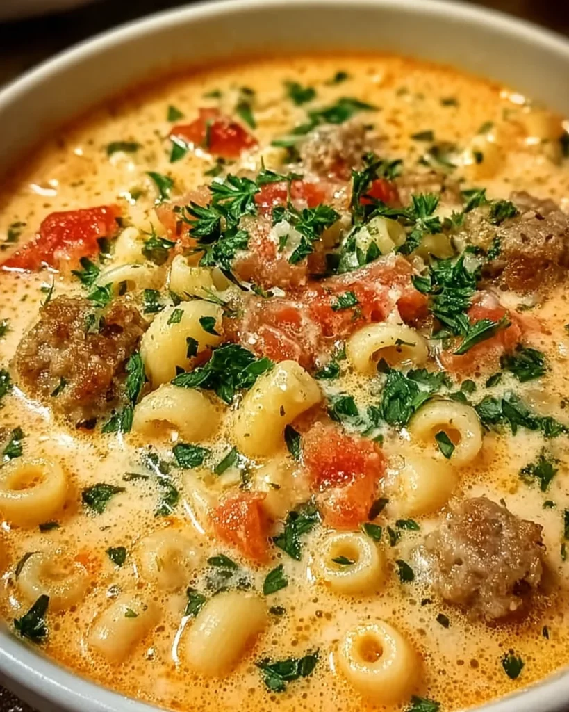 Creamy Parmesan Italian Sausage Ditalini Soup