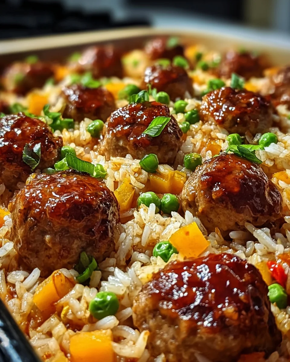 Honey Garlic Meatball Rice Bake 33 Honey
