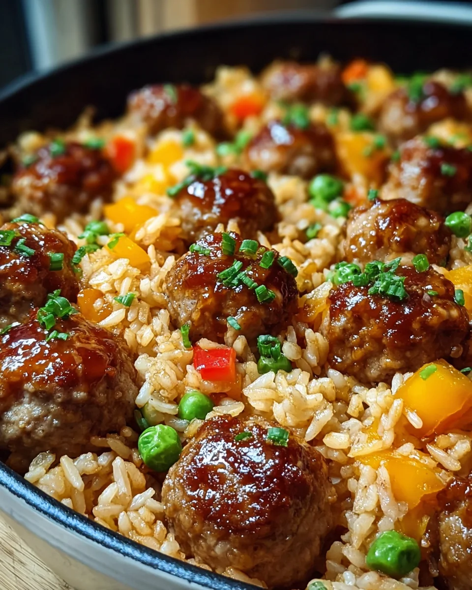 Honey Garlic Meatball Rice Bake 34 Honey