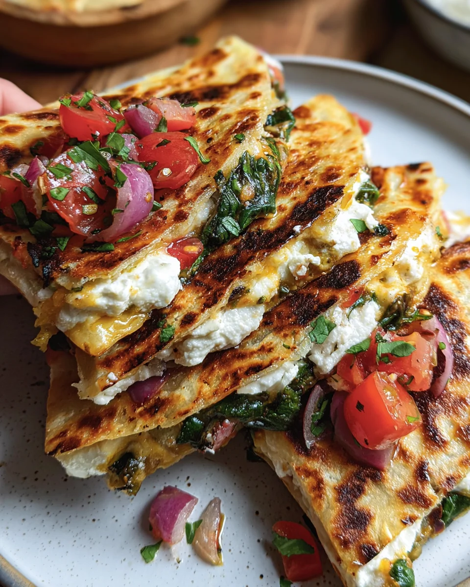 Mediterranean Quesadillas with Spinach, Feta, Mozzarella, and Red Onion 18 Mediterranean