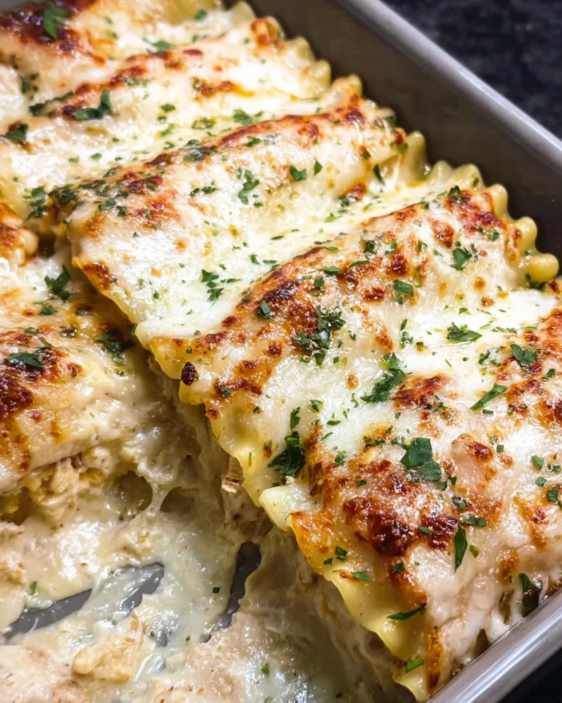Chicken Alfredo Lasagna Rolls