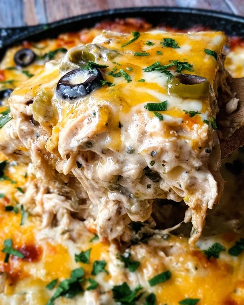 One Pan Sour Cream Chicken Enchilada Skillet